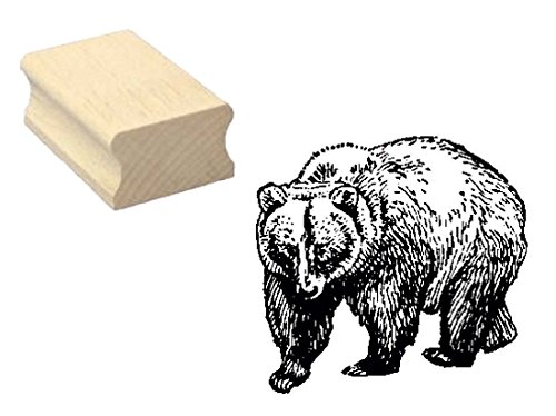 Stempel Holzstempel Motivstempel « GRIZZLY BÄR » Scrapbooking - Embossing Basteln Zoo Tierpark Zirkus von DEKOLANDO