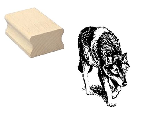 Stempel Holzstempel Motivstempel « schleichender WOLF » Scrapbooking - Embossing Kinderstempel Tierstempel Tierpark Zoo Wikinger Raubtier Förster Jäger von DEKOLANDO