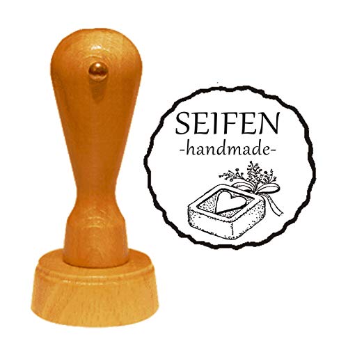 Stempel SEIFEN HANDMADE - Durchmesser ca. Ø 40 mm - mit Motiv von DEKOLANDO