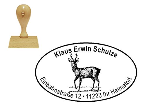 personalisierter Stempel Reh - mit persönlicher Adresse - ca. 50 x 30 mm von DEKOLANDO