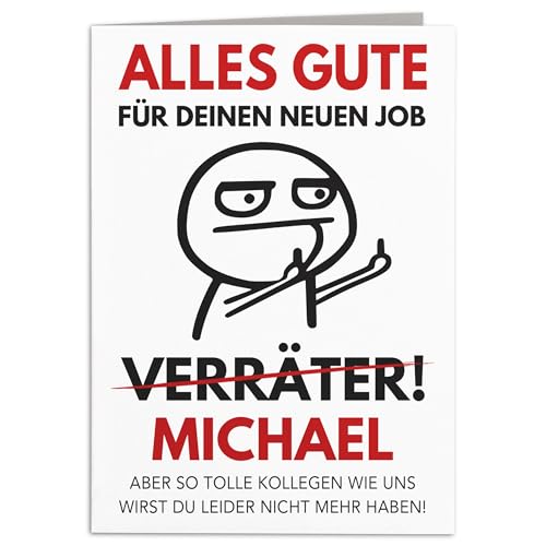 Abschiedskarte Kollegen Jobwechsel personalisiert Karte Abschied Kollegin Kollege Abschiedsgeschenk Grußkarte Klappkarte Faltkarte mit Umschlag 10,5 x 14,8 cm von DEL MÀ Unique & Personal