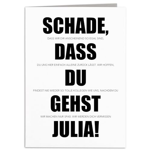 DEL MÀ Unique & Personal - Abschiedskarte zum Jobwechsel - Personalisierte Klappkarte mit Umschlag - 10,5 x 14,8 cm - Humorvoll-Emotional, Kreativ, Bunt - Für Kollegen - GREETING CARD von DEL MÀ Unique & Personal