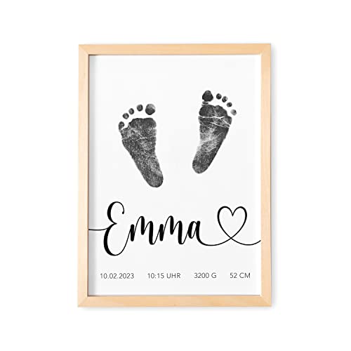 DEL MÀ Unique & Personal Baby Fußabdruck Bild Personalisiert Meilenstein Poster Für Babyzimmer Deko Kinderzimmer Dekoration Erinnerung (OHNE FARBE) von DEL MÀ Unique & Personal