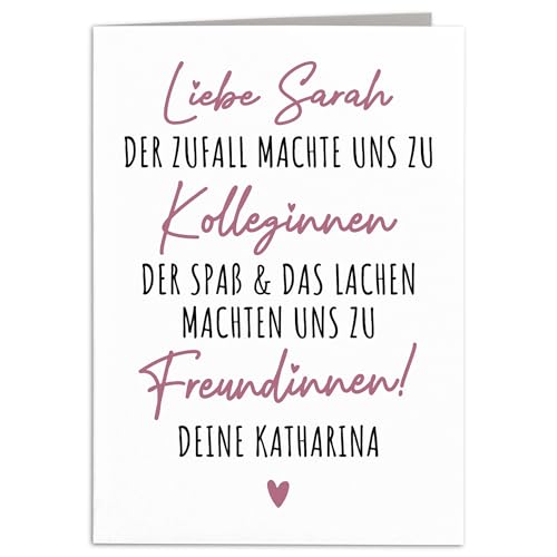 Der Zufall machte uns zu Kolleginnen personalisierte Karte Abschied Kollegin Abschiedskarte Lieblingskollegin Abschiedsgeschenk Arbeitskollegin Klappkarte mit Umschlag 10,5 x 14,8 cm von DEL MÀ Unique & Personal