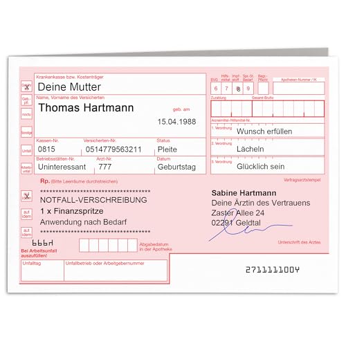 Finanzspritze Geldgeschenk Geburtstag Geburtstagskarte personalisiert Geldspritze Geschenk Karte Geld lustiges Geburtstagsgeschenk Klappkarte mit Umschlag 10,5 x 14,8 cm von DEL MÀ Unique & Personal