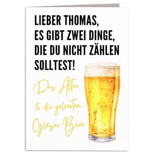 Geburtstagskarte Bier personalisiert Geschenk Geburtstag Mann lustige Klappkarte mit Umschlag 10,5 x 14,8 cm von DEL MÀ Unique & Personal