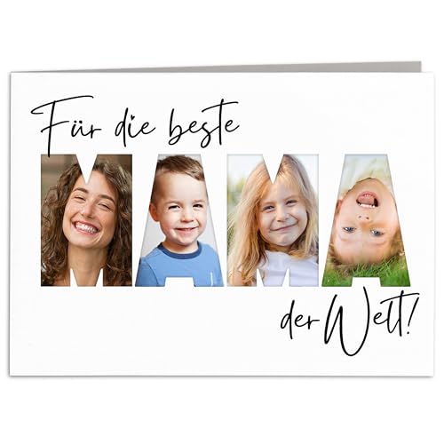 Geburtstagskarte Mama Karte personalisierte Geschenkkarte Muttertag Fotocollage Geburtstag Mutter Geschenk Muttertagsgeschenk Klappkarte mit Umschlag 10,5 x 14,8 cm von DEL MÀ Unique & Personal