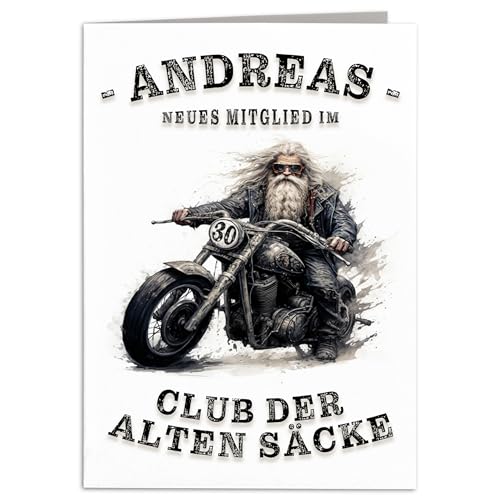 Geburtstagskarte Motorrad Club der alten Säcke 30. Geburtstag Geschenk Karte für Biker personalisiert lustiges Geburtstagsgeschenk Klappkarte mit Umschlag 10,5 x 14,8 cm von DEL MÀ Unique & Personal