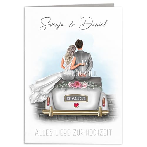 Hochzeitskarte personalisiert Geldgeschenk Hochzeit Karte Hochzeitsgeschenke Brautpaar Geschenk Klappkarte mit Umschlag 10,5 x 14,8 cm von DEL MÀ Unique & Personal