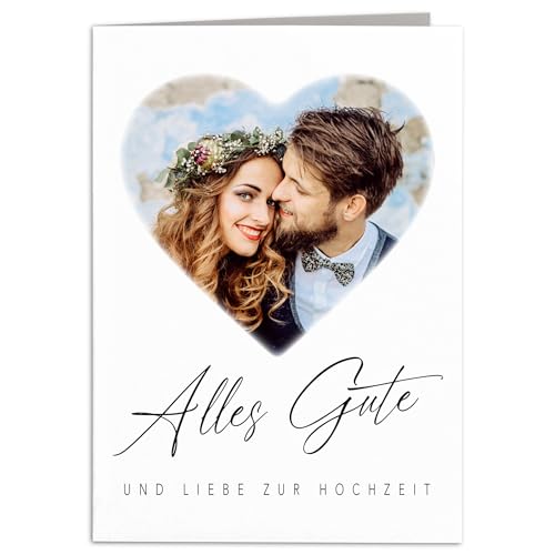 Hochzeitskarte personalisiert mit Foto Geldgeschenk Hochzeit Karte Hochzeitsgeschenke für Brautpaar Geschenk Fotogeschenk Klappkarte mit Umschlag 10,5 x 14,8 cm von DEL MÀ Unique & Personal