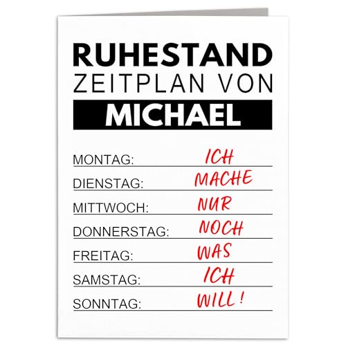 Karte zum Ruhestand Rente personalisierte Karte Abschiedskarte Kollegen Abschied Geschenk Abschiedsgeschenk Klappkarte mit Umschlag 10,5 x 14,8 cm von DEL MÀ Unique & Personal