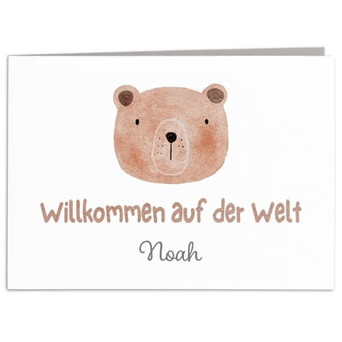 Karte zur Geburt Junge personalisierte Glückwunschkarte Babykarte Geburtstagskarte Baby Geburtskarte Klappkarte mit Umschlag 14,8 x 10,5 cm von DEL MÀ Unique & Personal