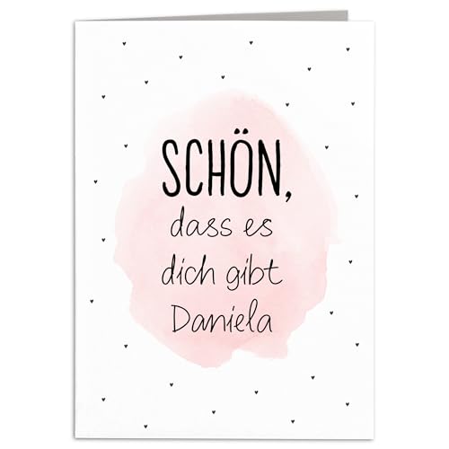 Schön das es dich gibt Geschenk Karte personalisiert Geburtstagskarte Freundin Freundschaft Faltkarte Klappkarte mit Umschlag 10,5 x 14,8 cm von DEL MÀ Unique & Personal