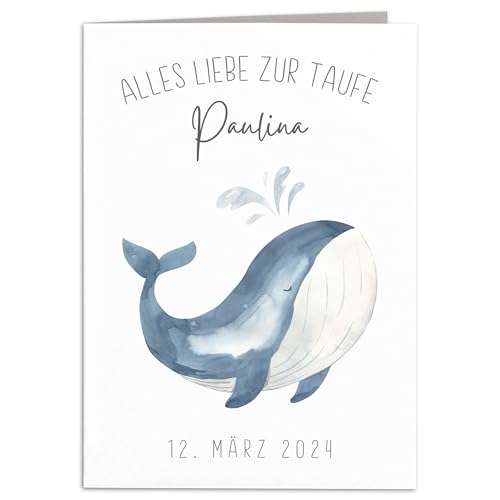 Taufkarte Mädchen Junge personalisiertes Taufgeschenk Wahl Karte Taufe Geschenk Klappkarte mit Umschlag 10,5 x 14,8 cm von DEL MÀ Unique & Personal