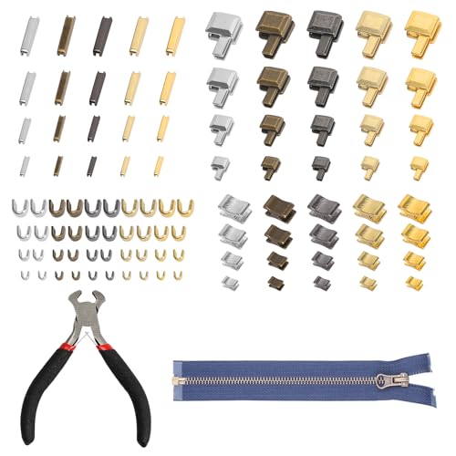 100 Stück Reißverschluss Reparatur Set Metall Reparaturset Reissverschluss Reissverschluss Reparatur mit Installieren Sie Zangen Reißverschluss Reparaturset für Kleidung Jacken Jeans von DELAESI