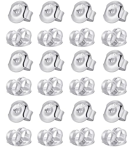 DELECOE Ohrring-Verschlüsse aus 925er Silber, Ersatz für Ohrstecker, hypoallergene Ohrring-Verschlüsse für Ohrstecker, 6 mm, Silber, 24 Stück von DELECOE