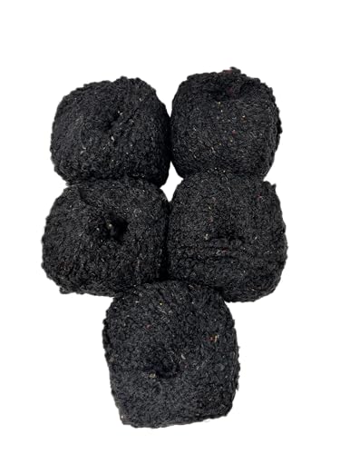 Trendy 5 Knäuel aus 60 % Wolle und 40 % Acryl, Nadeln 11 – 12 – Bouclé 100 % Made in Italy, ideal für Winterbekleidungen: Schals, Decken und Mäntel – 500 g, 450 m – Schwarz 90 von DELFINO WOLL DOLOMITI