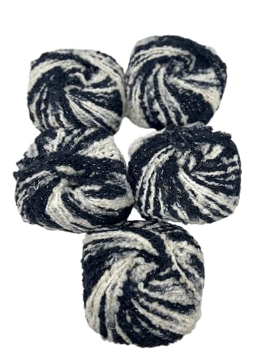 Trendy 5 Knäuel aus 60 % Wolle und 40 % Acryl, Nadeln 11 – 12 – Bouclé 100 % Made in Italy, ideal für Winterbekleidungen: Schals, Decken und Mäntel – 500 g, 450 m – Weiß und Blau 33 Farbverlauf von DELFINO WOLL DOLOMITI