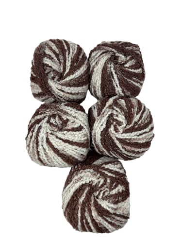 Trendy 5 Knäuel aus 60% Wolle und 40% Acryl, Nadeln 11-12 - Bouclé 100% Made in Italy, ideal für Winterbekleidungen: Schals, Plaids und Mäntel - 500 g, 450 Meter - Weiß Braun 47 von DELFINO WOLL DOLOMITI