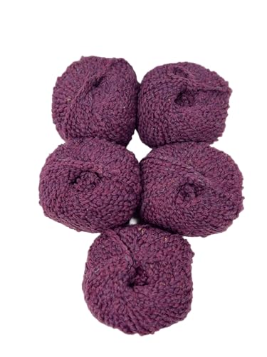 Trendy 5 Knäuel aus 60 % Wolle und 40 % Acryl, Nadeln 11 – 12 – Bouclé Garn 100 % Made in Italy, ideal für Winterbekleidungen: Schals, Decken und Mäntel – 500 g, 450 m – Pflaume 22 von DELFINO WOLL DOLOMITI