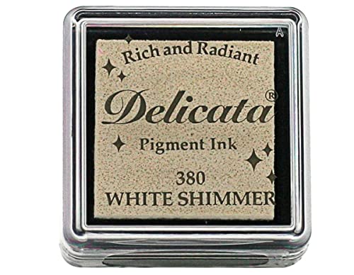 Tsukineko Delicata Stempelkissen-Weiß, White Shimmer-Klein-Wasserbasis, Wasserfest-Embossing, acryl, 3,4 x 3,4 x 2 cm von DELICATA