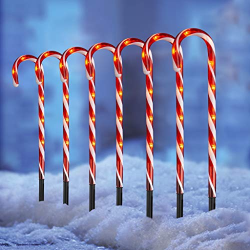 DELICHTER LED 8er Zuckerstangen Lichterketten Rot-Weiß Warm Weiß Lichter mit 8 Modi, Strombetrieben Weihnachtsbeleuchtung Deko für Außen und Innen Garten Weihnachten（44CM） von DELICHTER