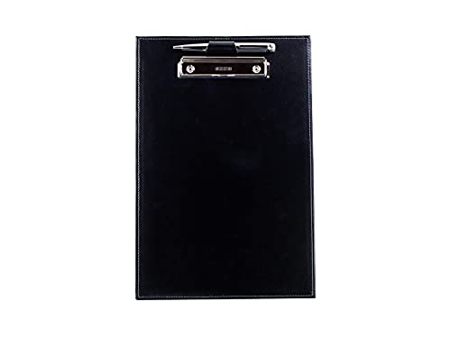 DELMON VARONE - Klemmbrett Mappe DIN A4 Cambridge Top Grain Leder Schwarz - Organizer Klemmbrettmappe mit Blockklemme & Stiftehalter - Klassische Echtleder Businessmappe personalisiert von DELMON VARONE - FINE LEATHERGOODS MADE IN GERMANY