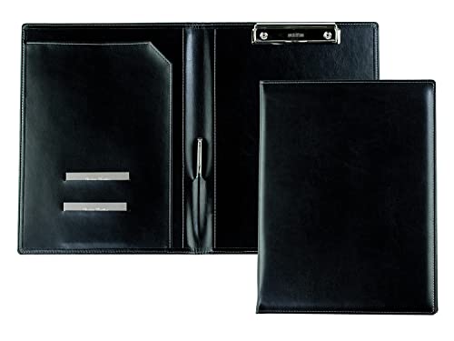 DELMON VARONE - Klemmbrett Mappe DIN A4 aus veganem Eco Kunstleder Schwarz - Organizer Klemmbrettmappe mit Blockklemme, Stiftschlaufe & Steckfächer - Klassische Echtleder Business-Mappe von DELMON VARONE - FINE LEATHERGOODS MADE IN GERMANY