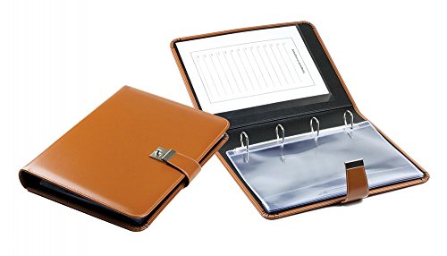 DELMON VARONE - Personalisierbare Dokumentenmappe DIN A4 mit Schloss & Schlüssel inkl. 10 Klarsichthüllen, Cambridge Top Grain Leder braun, Ringbuch Mappe mit Verzeichnis für Dokumente & Urkunden von DELMON VARONE - FINE LEATHERGOODS MADE IN GERMANY