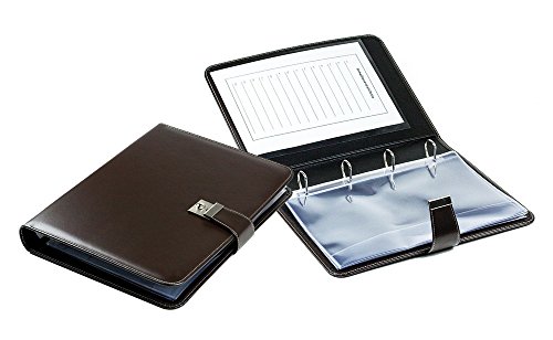 DELMON VARONE - Personalisierbare Dokumentenmappe DIN A4 mit Schloss & Schlüssel inkl. 10 Klarsichthüllen, Cambridge Top Grain Leder braun, Ringbuch Ordner Sammelmappe mit Verzeichnis für Zeugnis von DELMON VARONE - FINE LEATHERGOODS MADE IN GERMANY