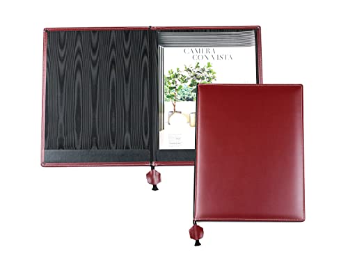 DELMON VARONE - Personalisierbare Urkundenmappe DIN A4 aus Cambridge Top Grain Leder rot, Dokumentenmappe mit 2 Einsteckleisten, Hardcover & Moiré Innenfutter für Dokumente, Zeugnisse & Urkunden von DELMON VARONE - FINE LEATHERGOODS MADE IN GERMANY