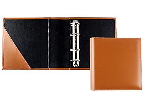 DELMON VARONE - Personalisierbarer Ringbuch-Ordner DIN A5 XXL Premium Cambridge Top Grain Leder Braun - Echtleder Ringbuch-Mappe zum Abheften von Zeugnisse & Akten - Dokumenten-Mappe mit Einsteckfach von DELMON VARONE - FINE LEATHERGOODS MADE IN GERMANY