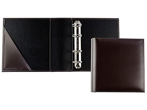 DELMON VARONE - Personalisierbarer Ringbuch-Ordner DIN A5 XXL Premium Cambridge Top Grain Leder Braun - Ringbuch Ablagemappe zum Abheften von Urkunden und Akten - Dokumenten-Ordner mit Einsteckfach von DELMON VARONE - FINE LEATHERGOODS MADE IN GERMANY