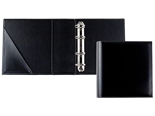 DELMON VARONE - Personalisierbarer Ringbuch-Ordner DIN A5 XXL Premium Cambridge Top Grain Leder Schwarz - Echtleder Dokumenten-Mappe zum Abheften von Urkunden & Akten - Ringbuch-Mappe mit Einsteckfach von DELMON VARONE - FINE LEATHERGOODS MADE IN GERMANY