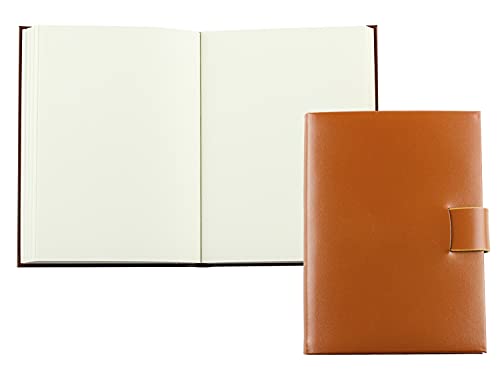 DELMON VARONE - Personalisierbares Notizbuch DIN A6 gebunden in Premium Cambridge Top Grain Leder (Rindspaltleder) braun, Blanko Buch ohne Linien im Softcover Ledereinband mit Verschlusslasche von DELMON VARONE - FINE LEATHERGOODS MADE IN GERMANY