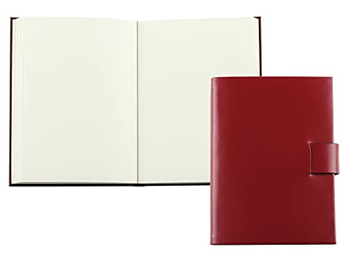 DELMON VARONE - Personalisierbares Notizbuch DIN A6 gebunden in Premium Cambridge Top Grain Leder (Rindspaltleder) rot, Edles Blanko Buch ohne Linien im Softcover Ledereinband mit Verschlusslasche von DELMON VARONE - FINE LEATHERGOODS MADE IN GERMANY