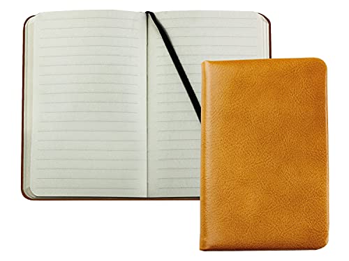 DELMON VARONE - Personalisierbares Taschen Notizbuch DIN A6 schmal, gebunden in Premium Vintage Leder braun - Blanko Buch liniert im Hardcover Ledereinband mit Fadenheftung und Merkband von DELMON VARONE - FINE LEATHERGOODS MADE IN GERMANY