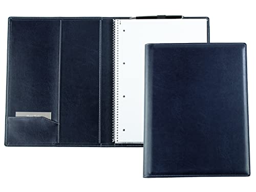 DELMON VARONE - Schreibmappe inkl. Notizblock DIN A4 (80 Blatt) aus veganem Eco Kunstleder Blau - Organizer Konferenzmappe mit Stifthalter & Einsteckfach - Business Besprechungsmappe von DELMON VARONE - FINE LEATHERGOODS MADE IN GERMANY