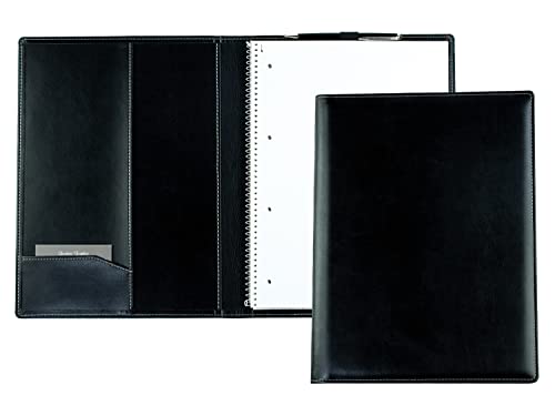 DELMON VARONE - Schreibmappe inkl. Notizblock DIN A4 (80 Blatt) aus veganem Eco Kunstleder Schwarz - Organizer Konferenzmappe mit Stifthalter & Einsteckfach - Business Dokumenten-Mappe von DELMON VARONE - FINE LEATHERGOODS MADE IN GERMANY