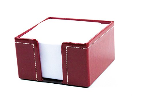 DELMON VARONE - Zettelkasten Cambridge Top Grain Leder rot, Zettelbox inkl. 500 Blatt Papier, Notizklotz in Echtleder Box für Schreibtisch & Büro, Ideal zum Notieren von Gedanken, Ideen & Notizen von DELMON VARONE