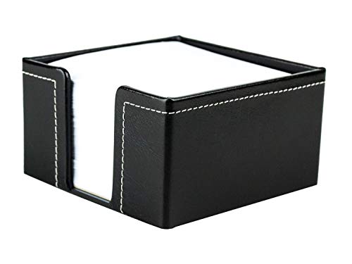 DELMON VARONE - Zettelkasten Premium Leder Anilin schwarz, Zettelbox inkl. 500 Blatt Papier, Notizzettelhalter in Echtleder für Schreibtisch & Büro, Ideal zum Notieren von Gedanken, Ideen & Notizen von DELMON VARONE