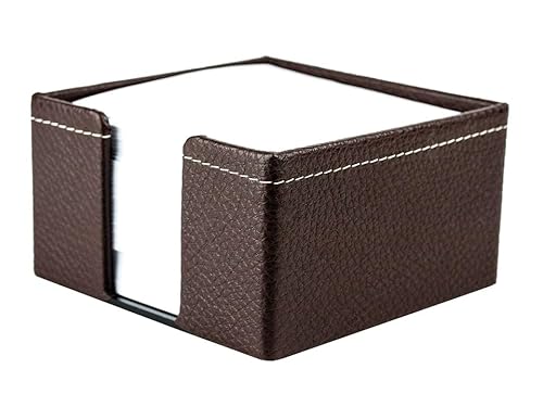 DELMON VARONE - Zettelkasten Premium Leder Soft Grain braun - Zettelbox inkl. 500 Blatt Papier, Notizklotz in Echtleder Box für Schreibtisch & Büro, Ideal zum Notieren von Gedanken, Ideen & Notizen von DELMON VARONE