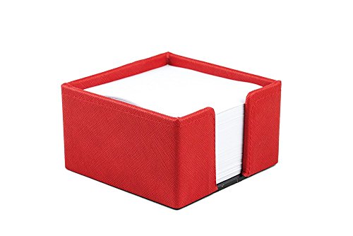 DELMON VARONE - Zettelkasten Saffiano Lederimitat rot, Zettelbox inkl. 500 Blatt Papier, Notizklotz in Kunstleder Kasten für Schreibtisch & Büro, Ideal zum Notieren von Gedanken, Ideen & Notizen von DELMON VARONE