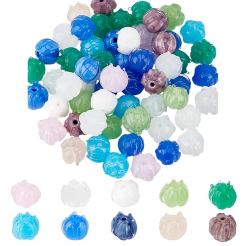 DELORIGIN 10 Farbe 40 Stück Maiglöckchen Glasperlen. Blumen Abstandhalter Lose Perle Blumen Lampwork Perle Anhänger Für Schmuckherstellung Halskette DIY Basteln Schlüsselanhänger von DELORIGIN