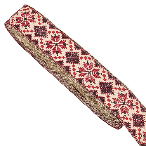 DELORIGIN 9m Vintage Jacquardband, 28mm Breites Buntes Jacquard Stickband Jacquardband Mit Stickerei Floraler Woven Ribbon Für DIY Kleidung Accessoires Verzierungen Dekorationen von DELORIGIN