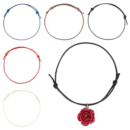 DELORIGIN 100 Stück 5 Farben verstellbare Armbänder zur Schmuckherstellung, geflochtene Kordel, Freundschaftsarmband, gewachste Polyesterschnur, Armband für Damen und Herren, von DELORIGIN