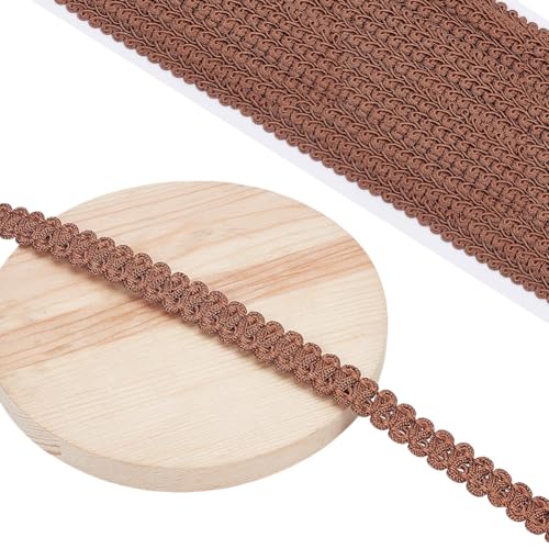 DELORIGIN 14 Yards (13 m) Gimp Zopfbesatz Zum Nähen 12mm Dekorativer Gewebter Vorhangstoffbesatz Für Polster Nähen Handarbeiten Kostüme Heimdekoration (Kaffee) von DELORIGIN