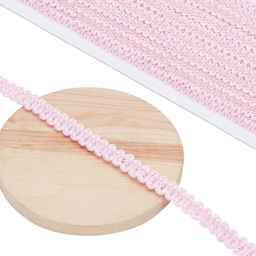 DELORIGIN 14 Yards (13 m) Gimp Zopfbesatz Zum Nähen 12mm Dekorativer Gewebter Vorhangstoffbesatz Für Polster Nähen Handarbeiten Kostüme Heimdekoration (Rosa) von DELORIGIN