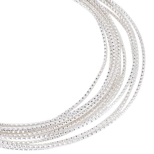 DELORIGIN 15 Gauge (1.5mm) Twist Schmuckdraht 16 Fuß (5 m) Versilberter Kupferdraht Strukturierter Basteldraht Für Die Herstellung von Armbändern Ringen Und Schmuck von DELORIGIN