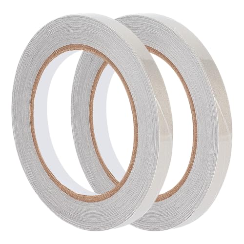 DELORIGIN 2 Rolle 40 m Silbernes Doppelseitiges Leitfähiges Klebeband 10mm X 20 m Hochabschirmendes Klebeband Klebrige Faser Zur EMI Abschirmung Zum Umwickeln von Kabeln Und Kabelbäumen von DELORIGIN